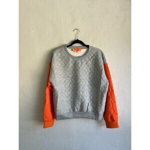 Anthropologie English Rose Quilted Woman Grey & Orange Cotton/Polyester …